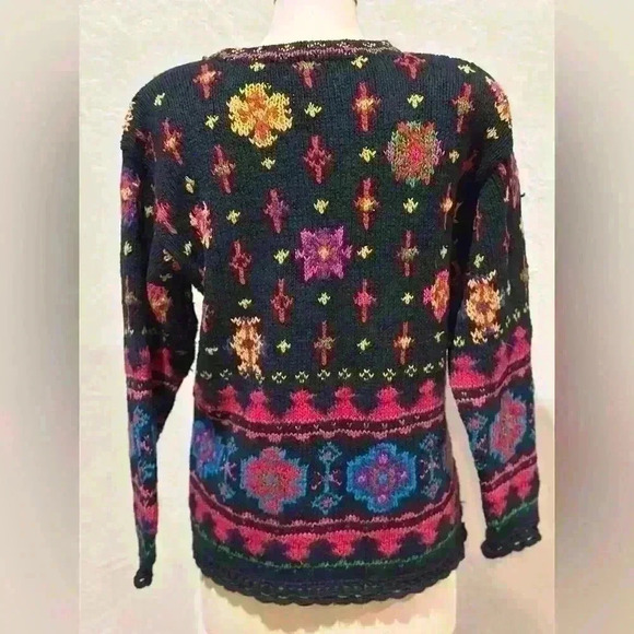 VTG Casual Corner Women’s S Limited Edition Hand Knit Sweater Grannycore Beaded - Picture 2 of 11